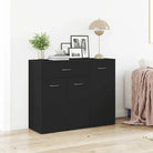 Dressoir met grote lade van bewerkt hout een minimalistisch ontwerp - Zwart / 1 - Dressoirs & buffetkasten