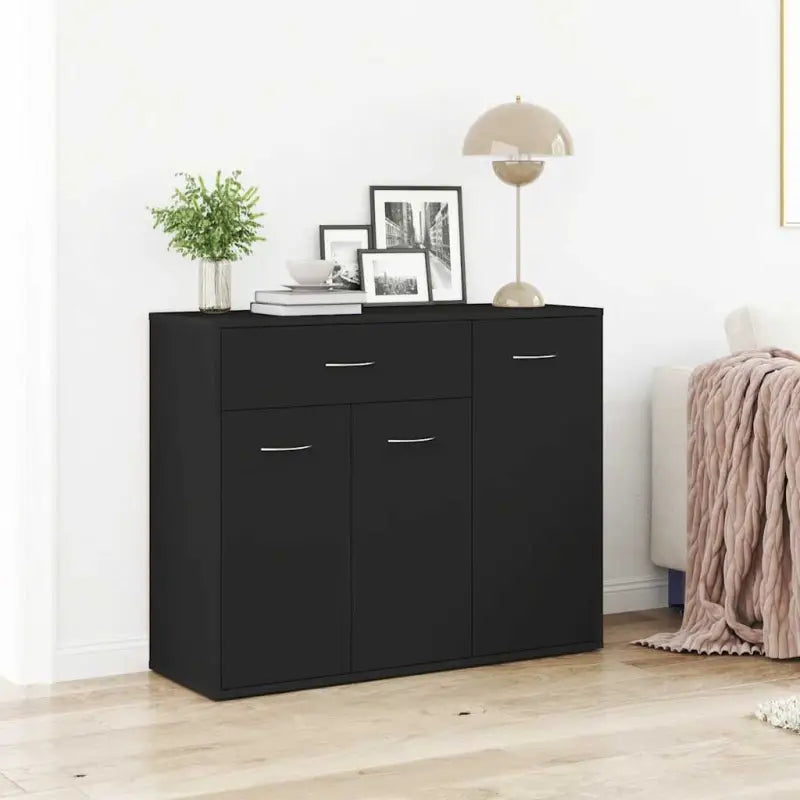 Dressoir met grote lade van bewerkt hout een minimalistisch ontwerp - Zwart / 1 - Dressoirs & buffetkasten