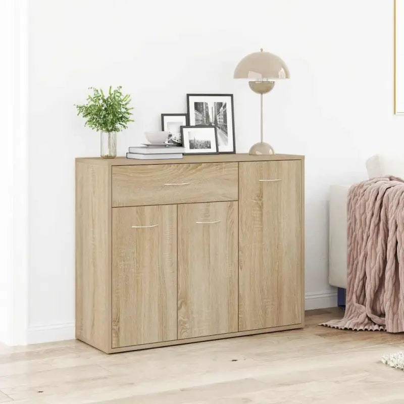 Dressoir met grote lade van bewerkt hout een minimalistisch ontwerp - Sonoma eiken / 1 - Dressoirs & buffetkasten