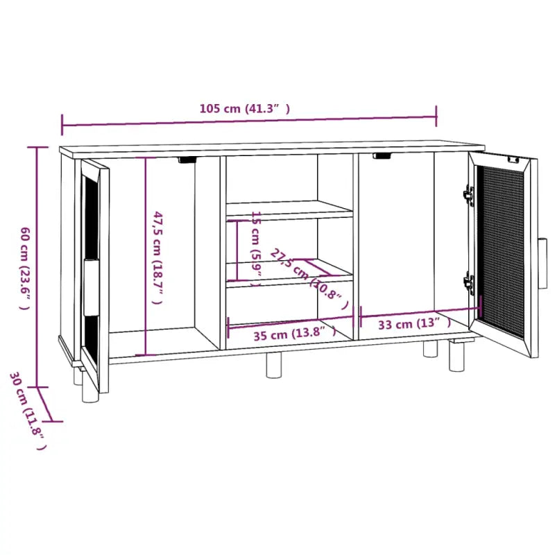 Dressoir met hoogwaardig duurzaam bewerkt hout voor in huis - Dressoirs & buffetkasten