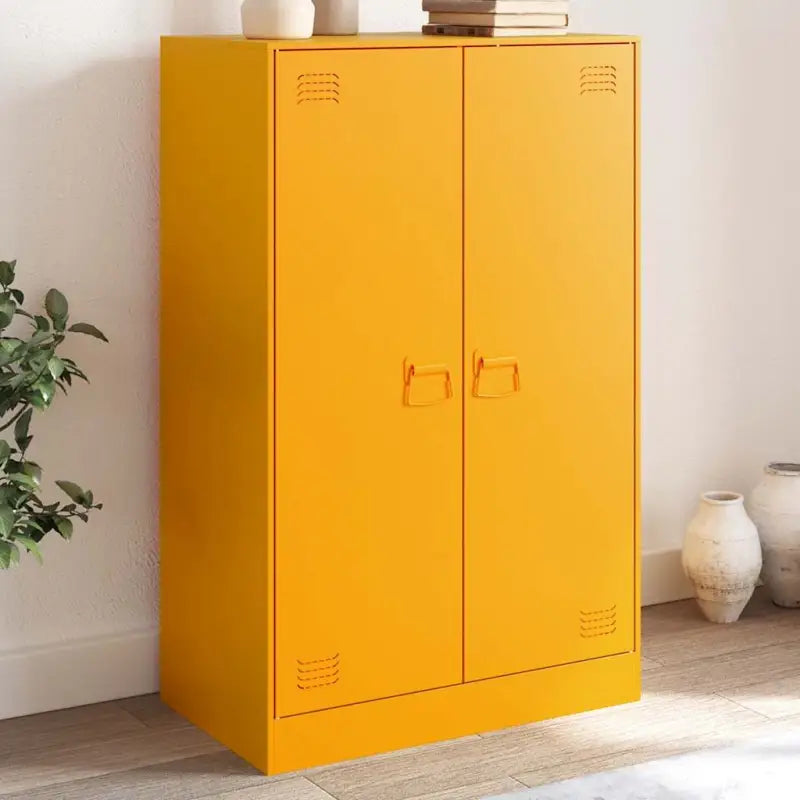Dressoir met koudgewalst staal voor een trendy en praktische kameroptiek - Mosterdgeel / 1 - Dressoirs & buffetkasten