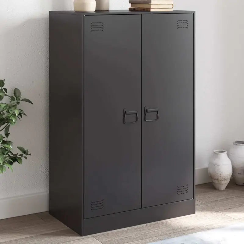 Dressoir met koudgewalst staal voor een trendy en praktische kameroptiek - Zwart / 1 - Dressoirs & buffetkasten