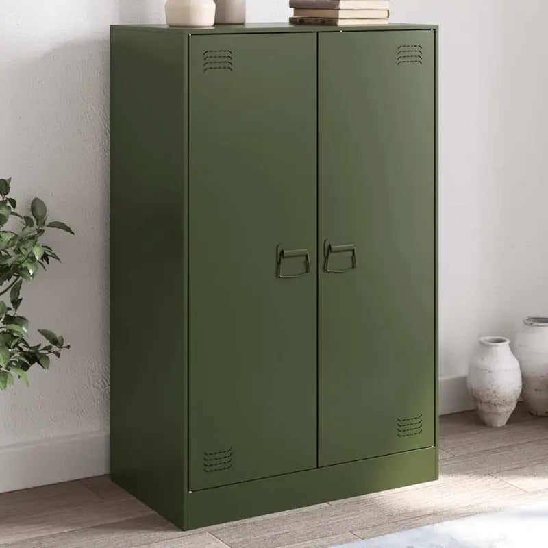 Dressoir met koudgewalst staal voor een trendy en praktische kameroptiek - Olijfgroen / 1 - Dressoirs & buffetkasten