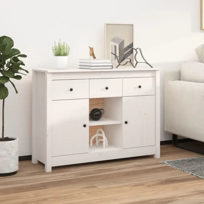 Dressoir met massief grenenhout voor elegante woonkameropslag - Wit / 1 - Dressoirs & buffetkasten