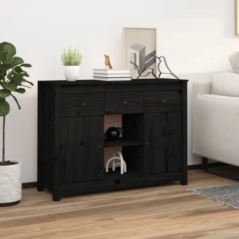 Dressoir met massief grenenhout voor elegante woonkameropslag - Zwart / 1 - Dressoirs & buffetkasten