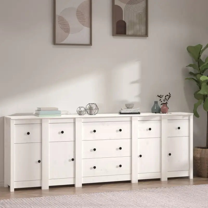 Dressoir met massief grenenhout voor moderne woonkamer en slaapkamer - Wit / 1 - Dressoirs & buffetkasten