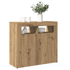 Dressoir met rgb led-verlichting en duurzaam bewerkt hout - artisanaal eikenkleurig / 80 x 35 x 75 cm / 1 - Dressoirs &