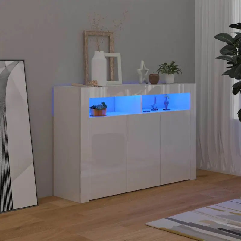 Dressoir met rgb led-verlichting en duurzaam bewerkt hout - Hoogglans wit / 115.5 x 30 x 75 cm / 1 - Dressoirs &