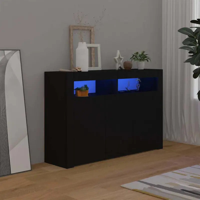 Dressoir met rgb led-verlichting en duurzaam bewerkt hout - Zwart / 115.5 x 30 x 75 cm / 1 - Dressoirs & buffetkasten