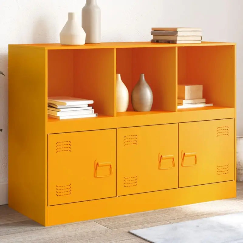 Dressoir met stabiel frame van koudgewalst staal en trendy design - Mosterdgeel / 1 - Dressoirs & buffetkasten
