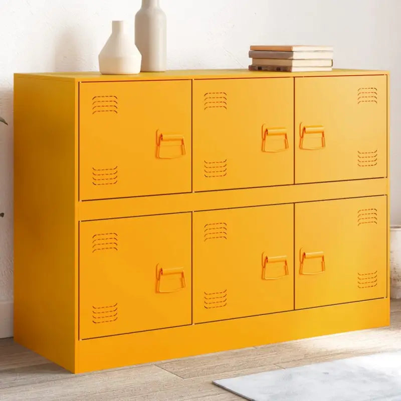 Dressoir met stabiel frame van koudgewalst staal en trendy design - Mosterdgeel / 1 - Dressoirs & buffetkasten