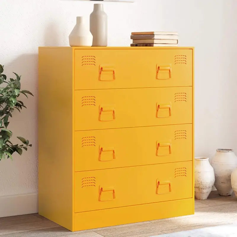 Dressoir met stable koudgewalst staal frame voor in de woonkamer - Mosterdgeel / 1 - Dressoirs & buffetkasten