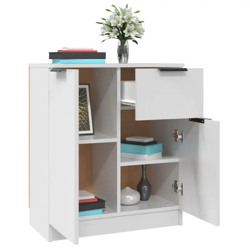 Dressoir met stevig blad en bewerkt hout voor een minimalistisch interieur - Wit / 1 - Dressoirs & buffetkasten