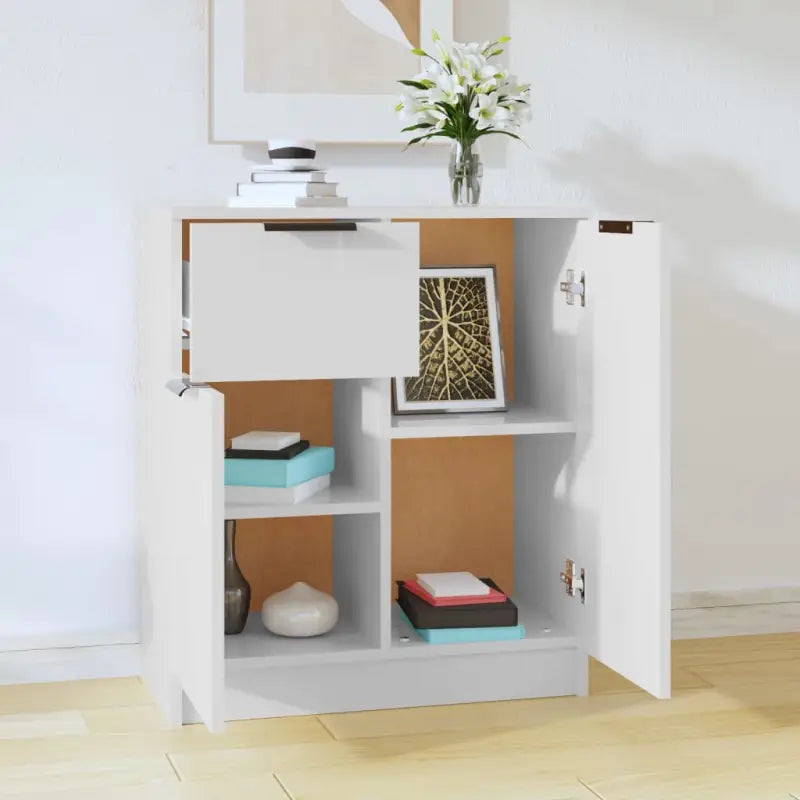 Dressoir met stevig blad en bewerkt hout voor een minimalistisch interieur - Wit / 1 - Dressoirs & buffetkasten