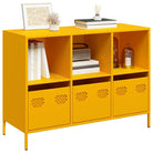 Dressoir met stevig tafelblad van koudgewalst staal - Mosterdgeel / 1 / 101.5 cm - Dressoirs & buffetkasten