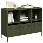 Dressoir met stevig tafelblad van koudgewalst staal - Olijfgroen / 1 / 101.5 cm - Dressoirs & buffetkasten