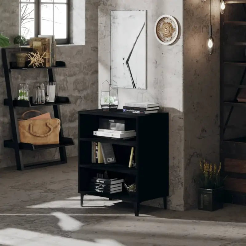 Dressoir van bewerkt hout in hoogglans grijs voor je woonkamer - Zwart / 1 - Dressoirs & buffetkasten