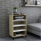 Dressoir van bewerkt hout met metalen poten voor een moderne uitstraling - Wit en sonoma eiken / 1 - Dressoirs &