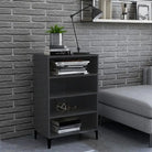 Dressoir van bewerkt hout met metalen poten voor een moderne uitstraling - Hoogglans grijs / 1 - Dressoirs &