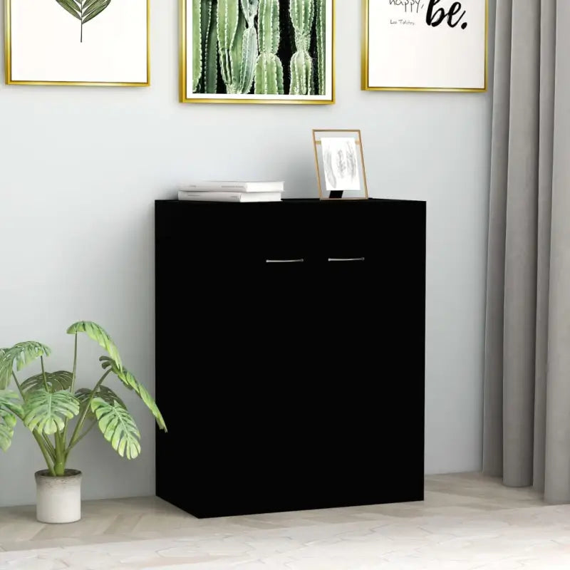 Dressoir van bewerkt hout met minimalistisch ontwerp en opbergruimte - Zwart / 1 - Dressoirs & buffetkasten