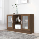 Dressoir van bewerkt hout voor een praktische en stijlvolle kamer - bruin eikenkleur / 1 / Bewerkt hout en glas