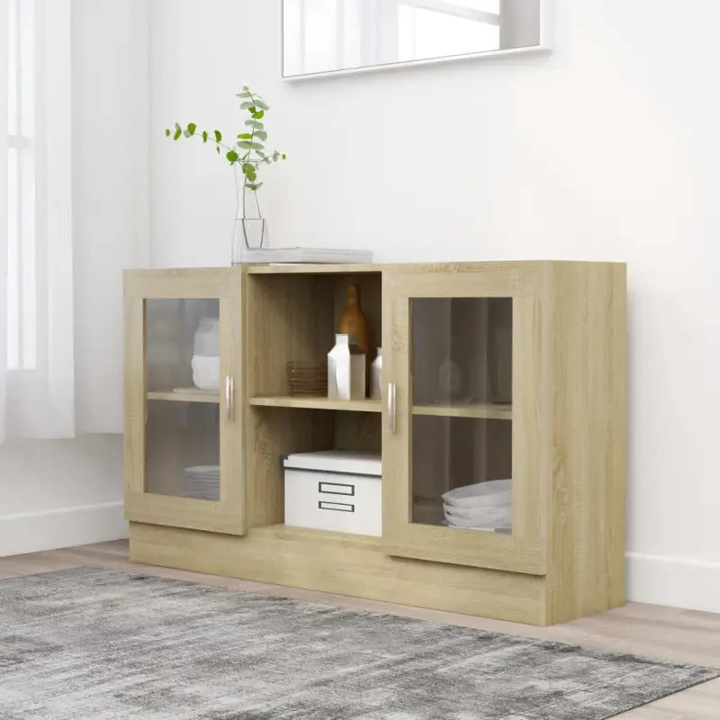 Dressoir van bewerkt hout voor een praktische en stijlvolle kamer - Sonoma eiken / 1 / Bewerkt hout en glas - Dressoirs