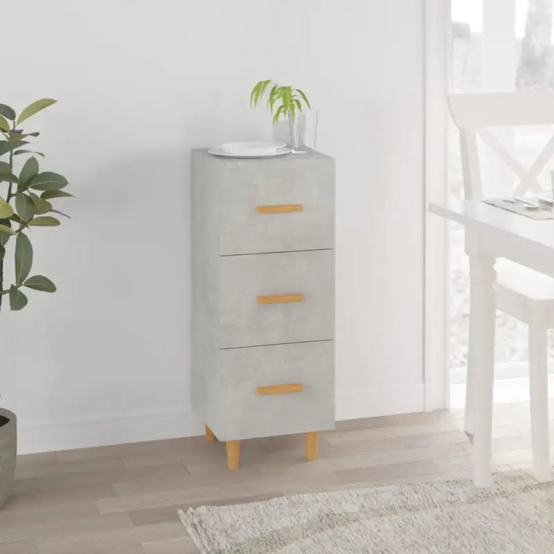 Dressoir van gerookt eiken met bewerkt hout en houten poten - Betongrijs / 1 - Dressoirs & buffetkasten
