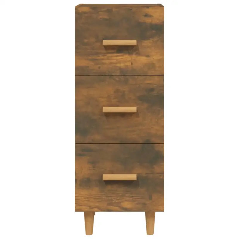 Dressoir van gerookt eiken met bewerkt hout en houten poten - Dressoirs & buffetkasten