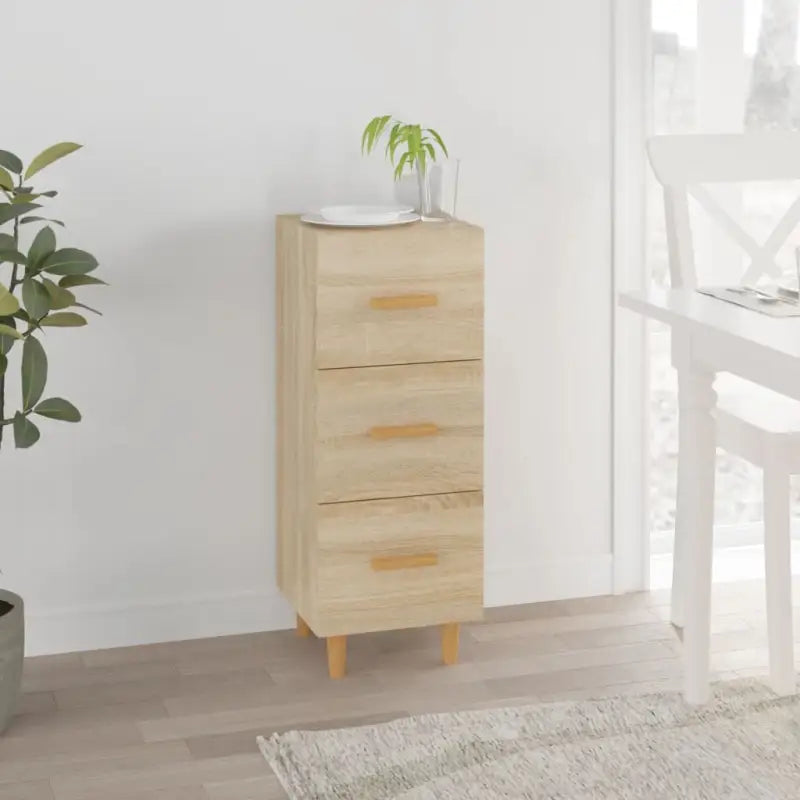 Dressoir van gerookt eiken met bewerkt hout en houten poten - Sonoma eiken / 1 - Dressoirs & buffetkasten