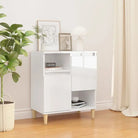 Dressoir van massief eucalyptushout met bewerkt hout en trendy design - Hoogglans wit / 1 - Dressoirs & buffetkasten