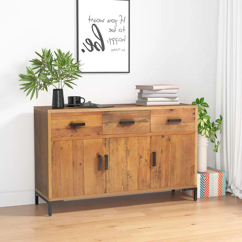 Dressoir van massief grenenhout met karakter voor elegante woonkamer - Bruin / 1 - Dressoirs & buffetkasten