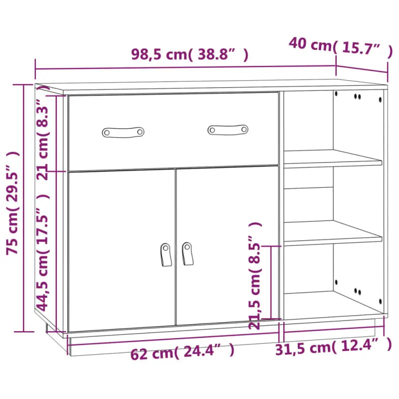 Dressoir van massief grenenhout voor een natuurlijke kamer uitstraling - Dressoirs & buffetkasten