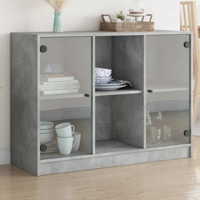 Dressoirs en buffetkasten met boekenkast biedt duurzame en moderne opbergoplossing - Betongrijs / 1 / 102 cm