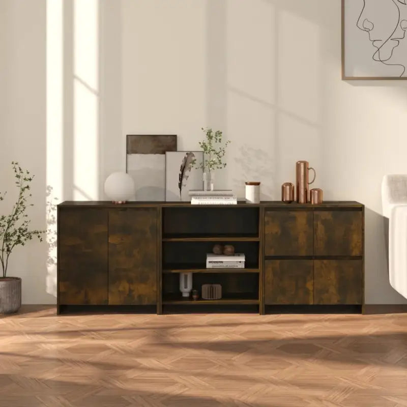 Dressoirs en buffetkasten van bewerkt hout met afmetingen op maat - Gerookt eiken / 3 - Dressoirs & buffetkasten