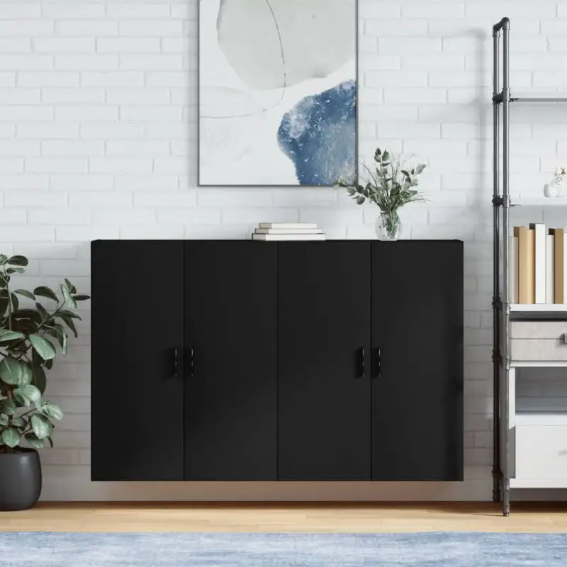 Dressoirs en buffetkasten van bewerkt hout met extra opbergruimte - Zwart / 2 / Groefzwart - Dressoirs & buffetkasten
