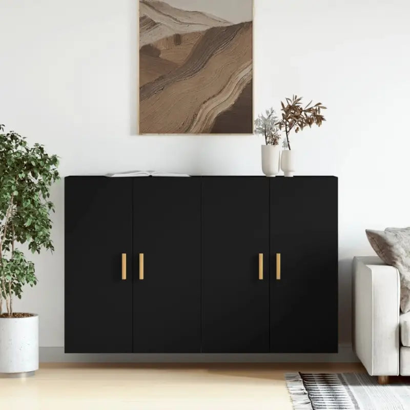 Dressoirs en buffetkasten van bewerkt hout met extra opbergruimte - Zwart / 2 / Hout - Dressoirs & buffetkasten