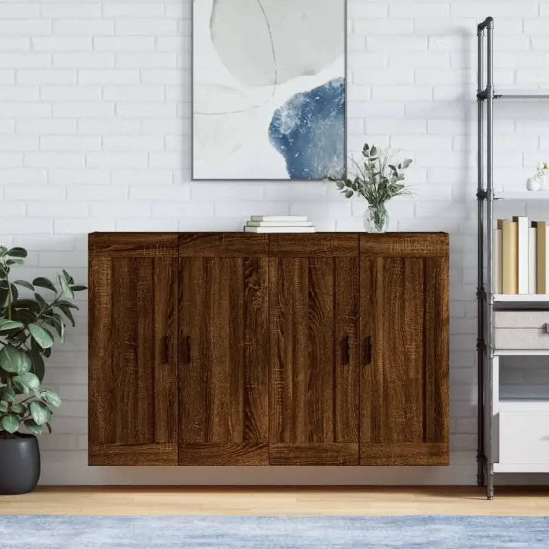 Dressoirs en buffetkasten van bewerkt hout met extra opbergruimte - bruin eikenkleur / 2 / Groefzwart - Dressoirs &
