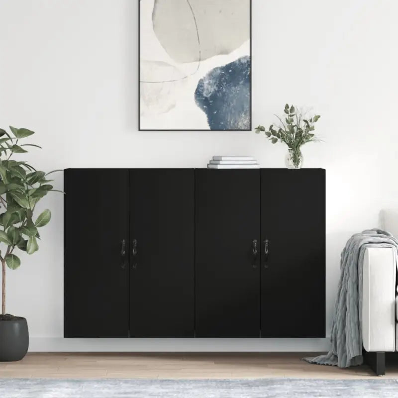 Dressoirs en buffetkasten van bewerkt hout met extra opbergruimte - Zwart / 2 / Bladzwart - Dressoirs & buffetkasten