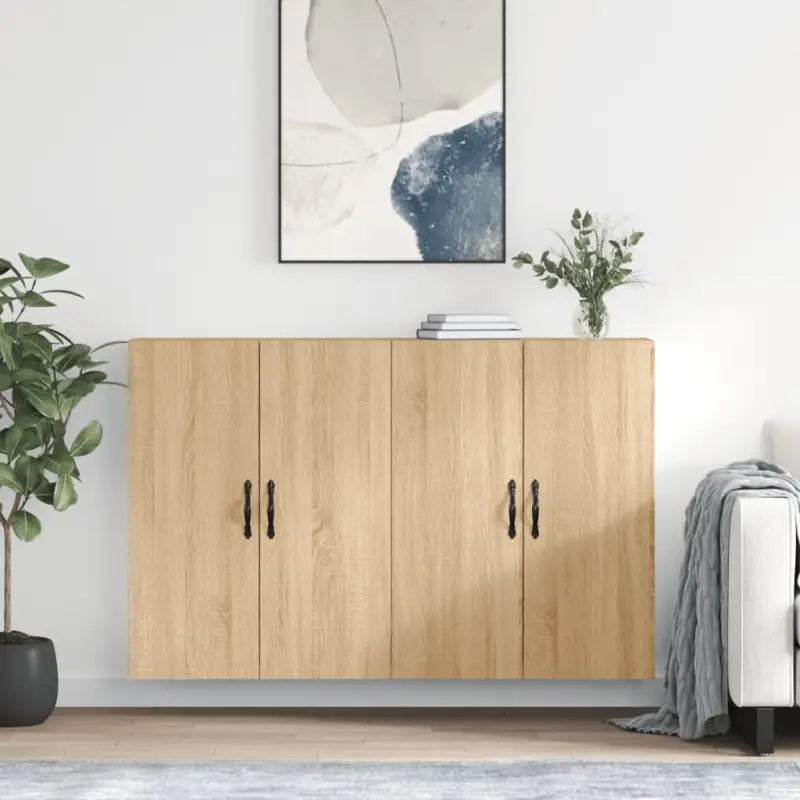 Dressoirs en buffetkasten van bewerkt hout met extra opbergruimte - Sonoma eiken / 2 / Bladzwart - Dressoirs &
