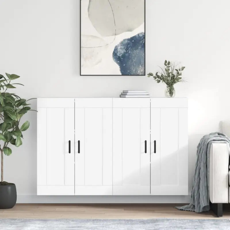 Dressoirs en buffetkasten van bewerkt hout met extra opbergruimte - Wit / 2 / Rond zwart - Dressoirs & buffetkasten