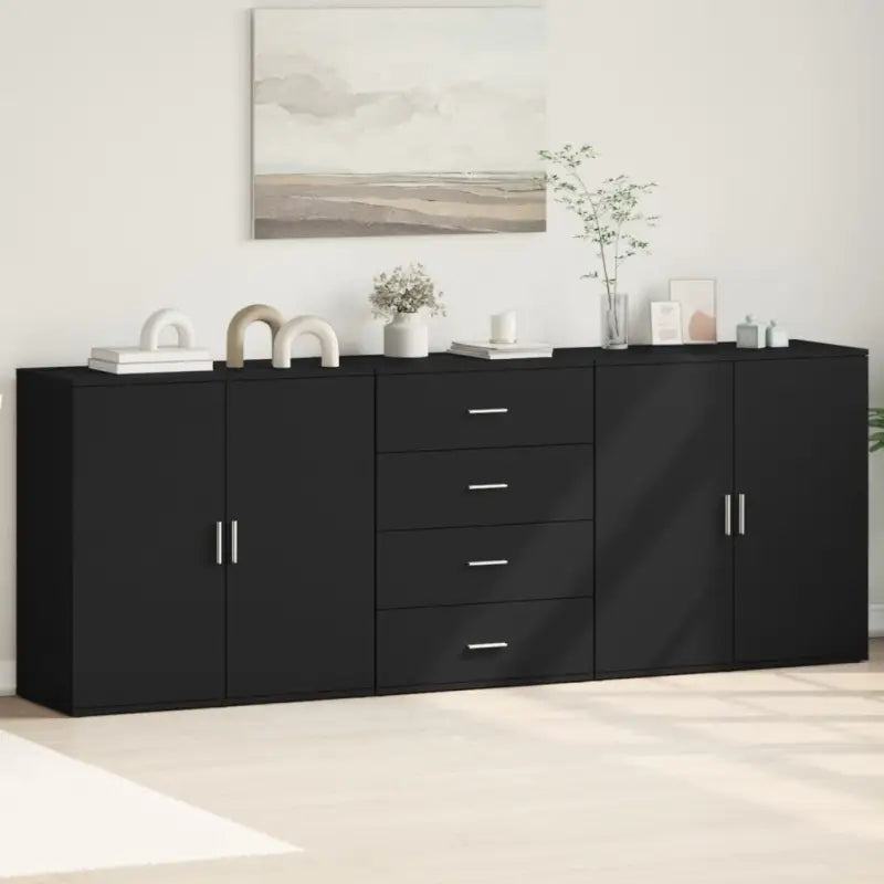 Dressoirs en buffetkasten van bewerkt hout voor een trendy en stabiele uitstraling - Zwart / 1 - Dressoirs &