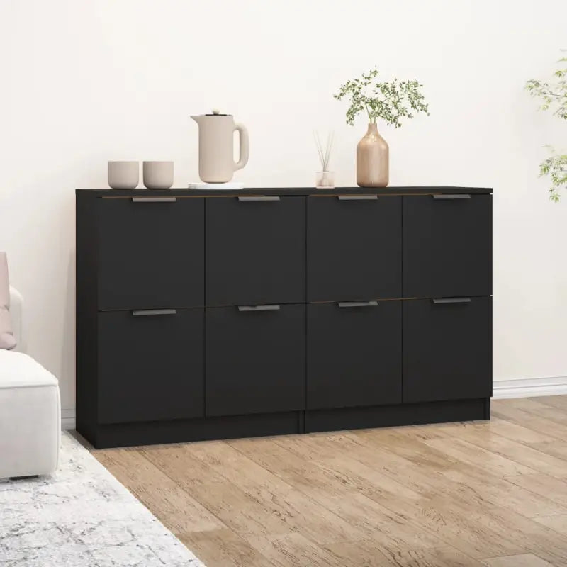 Dressoirs met bewerkt hout en gemakkelijke schoonmaakbaarheid - Zwart / 2 - Dressoirs & buffetkasten