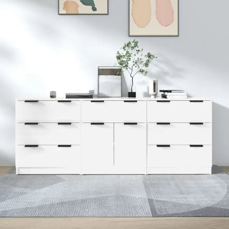 Dressoirs van bewerkt hout gemakkelijk schoon en minimalistisch design - Hoogglans wit / 3 - Dressoirs & buffetkasten