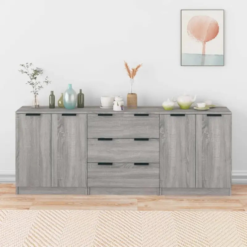 Dressoirs van bewerkt hout gemakkelijk schoon minimalistische uitstraling - Grijs sonoma / 3 - Dressoirs & buffetkasten