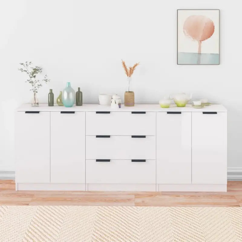 Dressoirs van bewerkt hout gemakkelijk schoon minimalistische uitstraling - Hoogglans wit / 3 - Dressoirs & buffetkasten