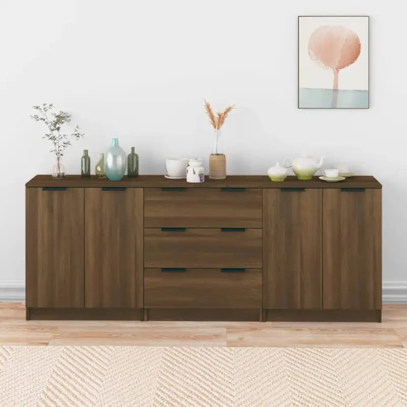 Dressoirs van bewerkt hout gemakkelijk schoon minimalistische uitstraling - bruin eikenkleur / 3 - Dressoirs &