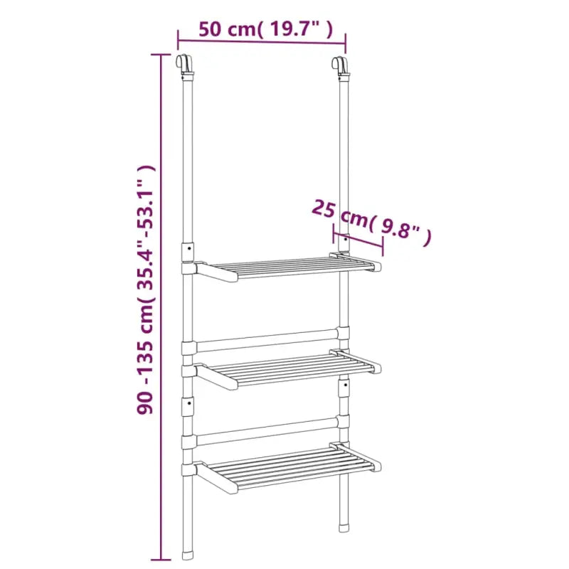 Driedroogrek met drie lagen voor gezinnen met beperkte ruimte - 50 x 25 x 135 cm - Droogrekken
