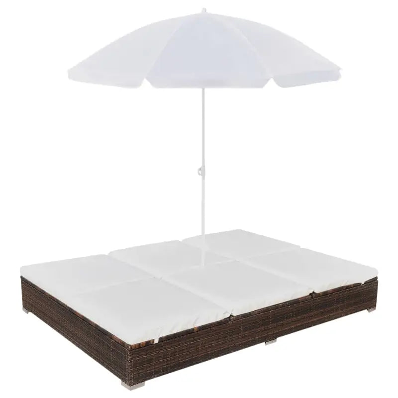 Dubbel ligbed voor buiten van waterbestendig PE rattan - Bruin - Tuinbedden