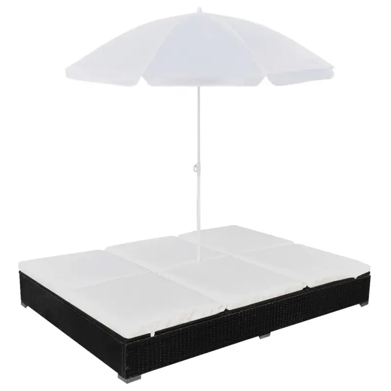 Dubbel ligbed voor buiten van waterbestendig PE rattan - Zwart - Tuinbedden