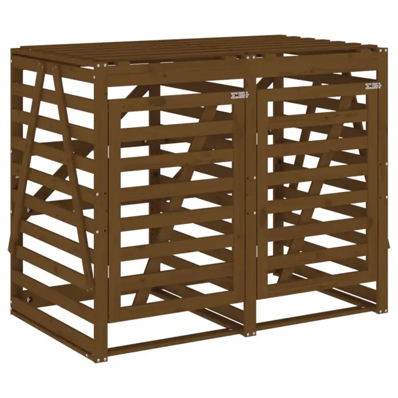 Dubbele containerberging van massief grenenhout voor een nette tuin - Honingbruin grenenhout / 1 - Containerbergingen